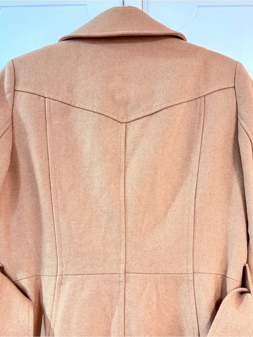 🍂FALL’26🔥 French Connection Camel Wool Blend Belted Trench Coat Sz. 4/Small - Picture 8 of 9